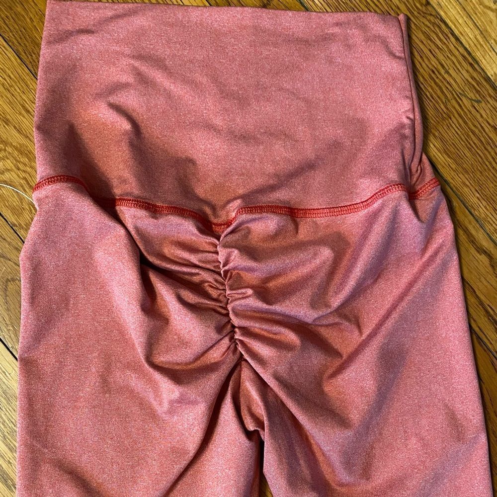 Abs2b heather red ruched bottom high‎ waist cropped leggings